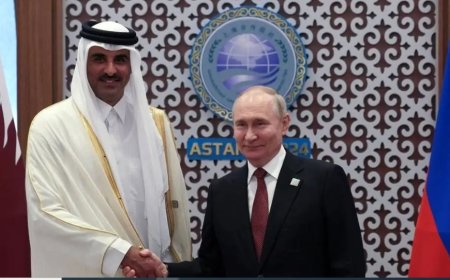 Umwami  Emir wa Qatar yageze i Moscow guhosha intambara hagati ya Ukraine n'u Burusiya