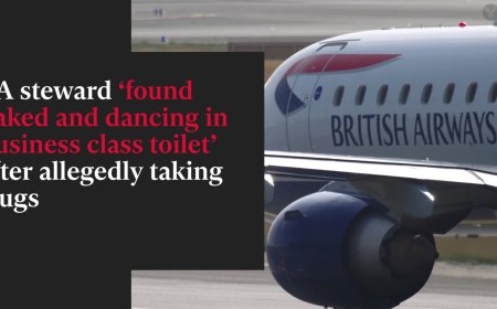 A British Airways flight attendant was discovered naked and dancing in the business class restroom!