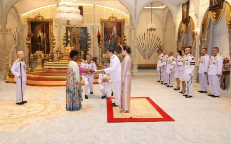 Amb. Marie Claire Mukasine presents her credentials to the King of Thailand, pledging to represent Rwanda