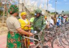 Rwandan Security Forces in mozambique donate bicycles to local leaders in Mocímboa da Praia
