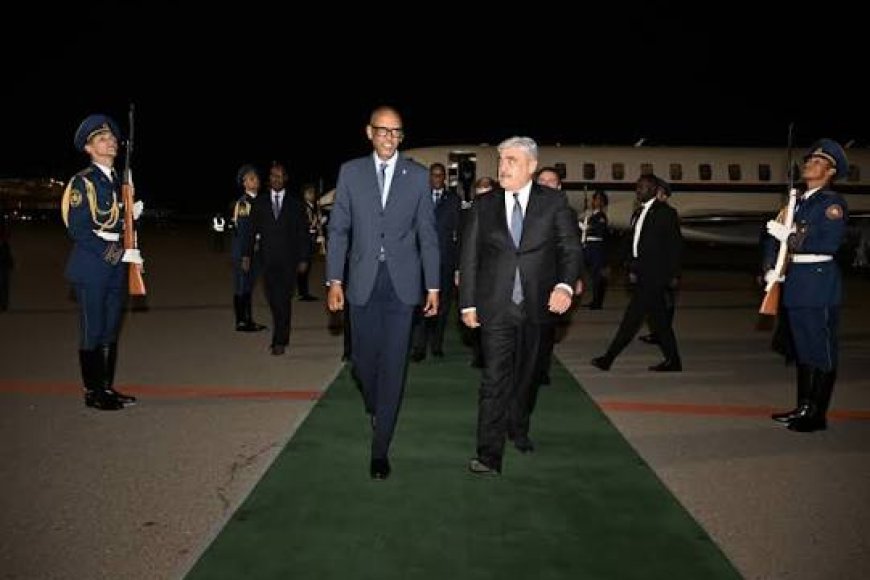Perezida Kagame yatangiye uruzinduko rw’akazi muri Azerbaijan, hitezwe amasezerano mashya y’ubufatanye
