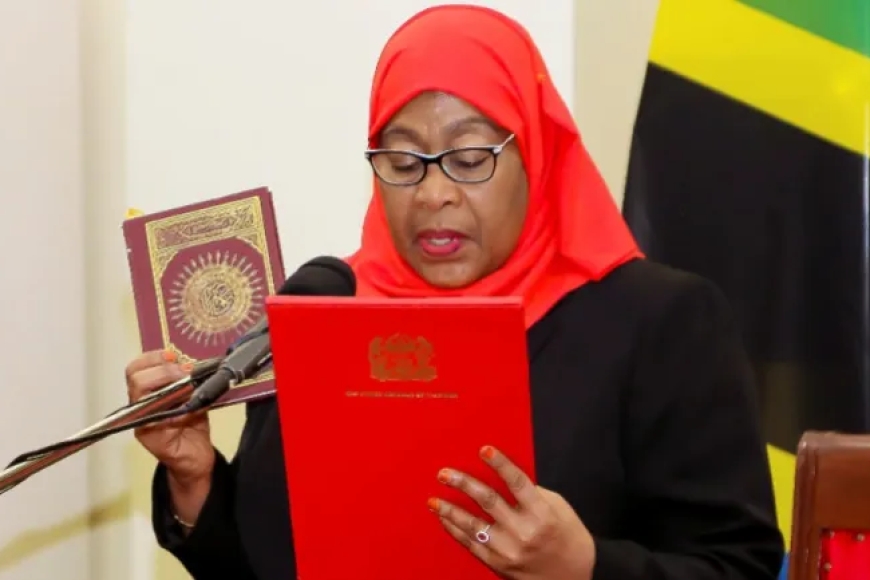 Samia Suluhu Receives 21-Gun Salute as Few Leaders Attend Dodoma Swearing-In