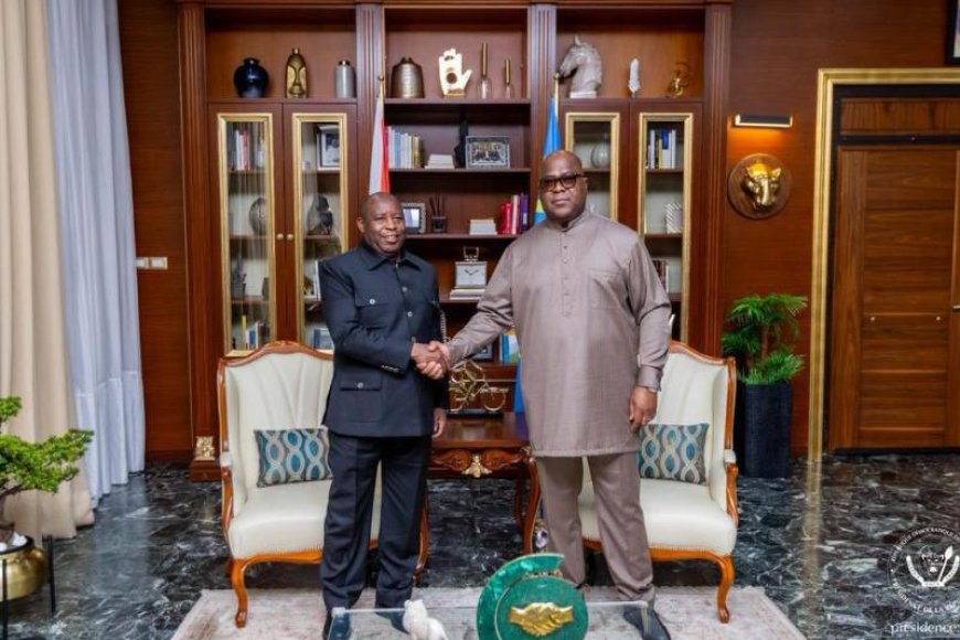 Tshisekedi yakiriye Ndayishimiye i Kinshasa baganira ku mubano wabo n’umutekano