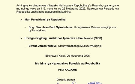 Perezida Kagame yashyize abakozi bashya mu nzego z’Umutekano