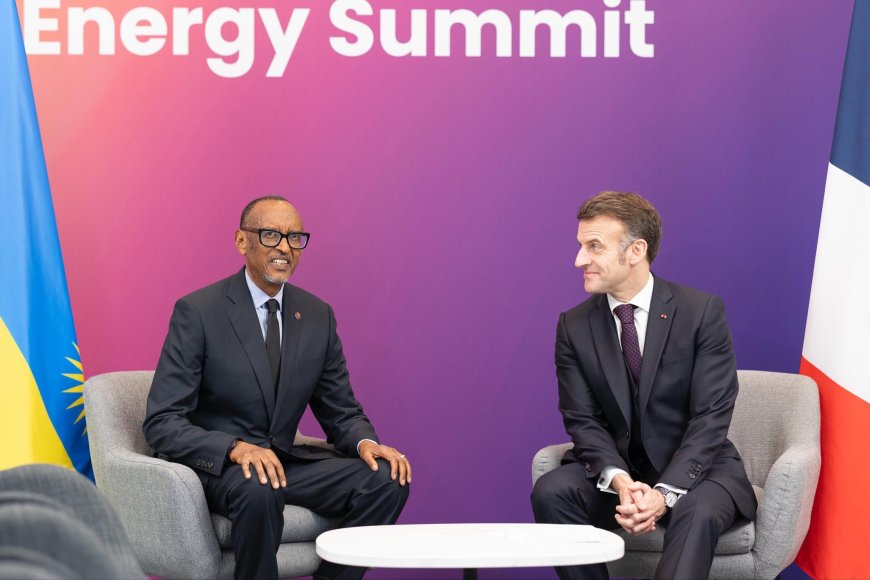 Perezida Kagame na Macron baganiriye ku mubano w’u Rwanda n’u Bufaransa n’umutekano w’akarere