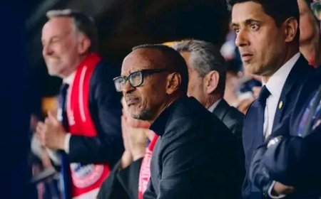 President Paul Kagame attends UEFA Champions League clash between Paris Saint-Germain and Bayern Munich