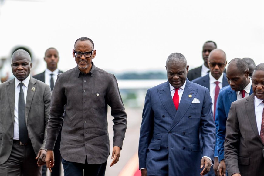Perezida Kagame yageze i Brazzaville mu birori byo kurahira kwa Perezida Nguesso