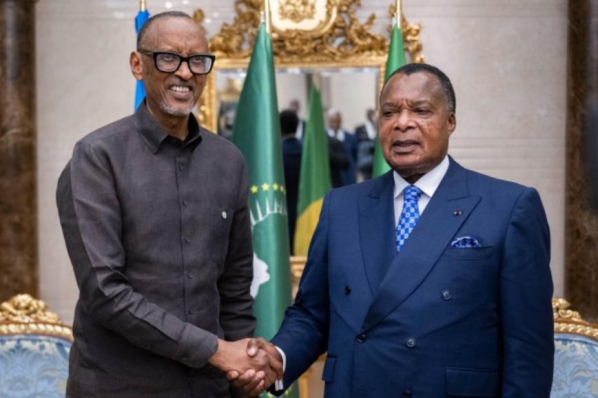 Mbere yo kurahira: Sassou Nguesso yagiranye ibiganiro na Perezida Kagame I Brazzaville